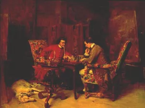 Chess Players by Jean-Louis Ernest Meissonier Oil Painting
