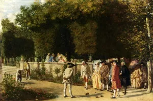 Playing Jeu De Boules by Jean-Louis Ernest Meissonier Oil Painting