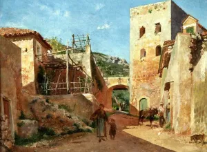 Street Scene near Antibes by Jean-Louis Ernest Meissonier Oil Painting