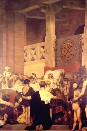 Death of Saint Genevieve center panel by Jean-Paul Laurens Oil Painting