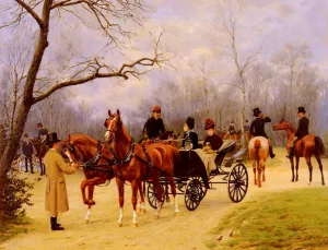 Rendez-Vous at the Meet by Jean Richard Goubie Oil Painting
