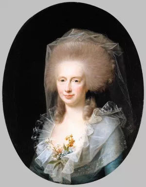 Portrait of Bolette Marie Lindencrone by Jens Joergensen Juel Oil Painting