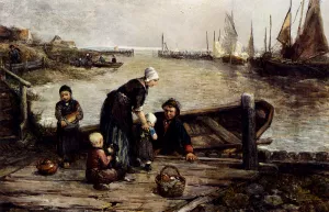 A Fisherman's Family, Marken by Johan Mari Ten Kate Oil Painting