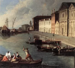 View of the Giudecca Canal Detail by Johan Richter Oil Painting
