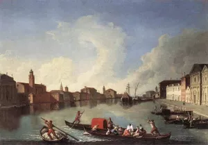 View of the Giudecca Canal by Johan Richter Oil Painting