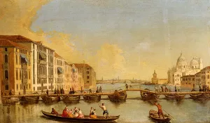 View of the Grand Canal and Santa Maria Della Salute, Venice by Johan Richter Oil Painting