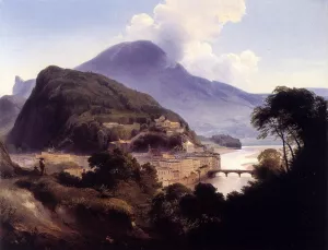 View of Salzburg with the Kapuzinerberg by Johann Fischbach Oil Painting