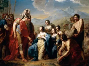 The Queen of Sheba Kneeling before King Solomon by Johann Friedrich Tischbein Oil Painting