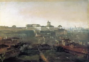 Three Views of Rome from the Villa Malta: View of the Quirinale Hill by Johann Georg Von Dillis Oil Painting