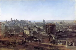 Three Views of Rome from the Villa Malta: View toward the Capitoline Hill by Johann Georg Von Dillis Oil Painting