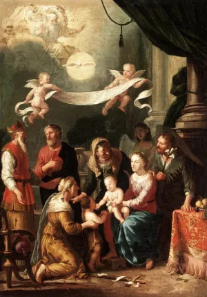 The Holy Kinship by Johann Heiss Oil Painting