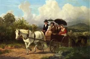 Return from Meeting by Johannes Adam Simon Oertel Oil Painting