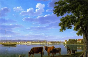 View of Constance also known as Lake of Constance by Johannes Jakob Biedermann Oil Painting
