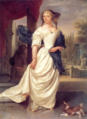 Portrait of Margaretha Delff, Wife of Johan de la Faille by Johannes Verkolje Oil Painting