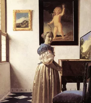 Lady Standing at a Virginal by Johannes Vermeer Oil Painting