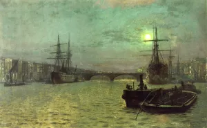 London Bridge - Half Tide by John Atkinson Grimshaw Oil Painting