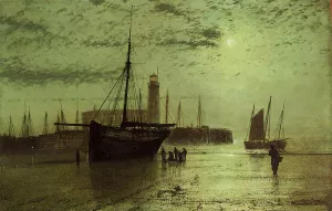 The Lighthouse at Scarborough by John Atkinson Grimshaw Oil Painting