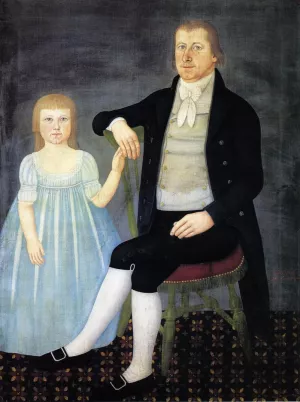Comfort Starr Mygatt and His Daughter Lucy by John Brewster Jr Oil Painting