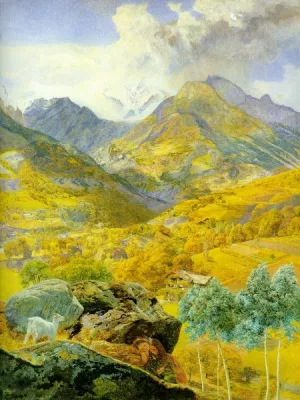 The Val d Aosta by John Edward Brett Oil Painting