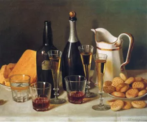 Still Life: Cognac and Biscuits by John F. Francis Oil Painting