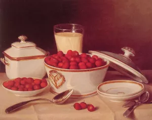 Strawberries and Cream by John F. Francis Oil Painting