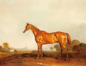 A Golden Chestnut Hunter in a Landscape by John Ferneley Snr. Oil Painting