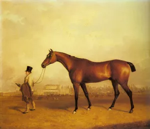 Emlius, Winter of the 1832 Derby, Held by a Groom at Doncaster by John Ferneley Snr. Oil Painting