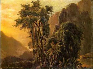 A Glimpse of the Caribbean Sea from the Jamaica Mountains by John Frederick Kensett Oil Painting