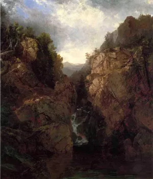 A Woodland Waterfall by John Frederick Kensett Oil Painting