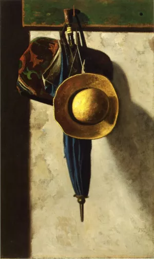 Carpetbag, Hat and Umbrella by John Frederick Peto Oil Painting
