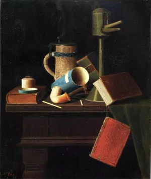 Still Life with Mug, Pipe and Books by John Frederick Peto Oil Painting