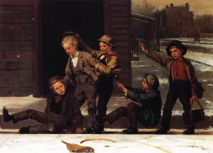 Winter Sports in the Gutter by John George Brown Oil Painting