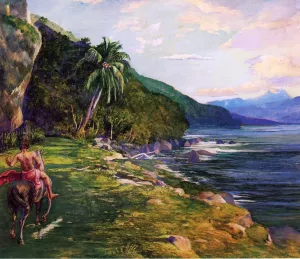 A Bridle Path in Tahiti also known as Bridle Path, Tahiti by John La Farge Oil Painting
