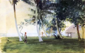 At Dawn, In Front of Our House at Vaiala, Upolu, Samoa by John La Farge Oil Painting