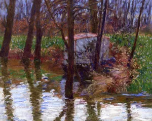 The River Epte with Monet's Aelier-Boat by John Leslie Breck Oil Painting