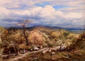 An Autumn Afternoon With Shepherd And Flock by John Linnell Oil Painting