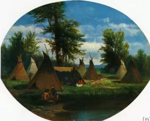 Assiniboin Camp by John Mix Stanley Oil Painting
