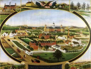 Views of the Buildings and Surroundings of the Berks County Almshouse by John Rasmussen Oil Painting