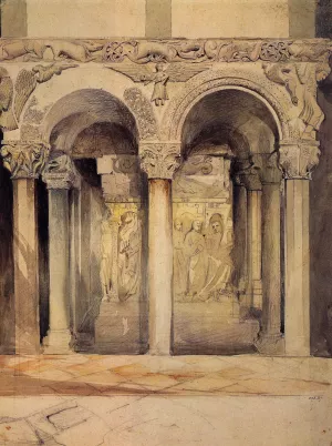 The Pulpit in the Church of S. Ambrogio by John Ruskin Oil Painting