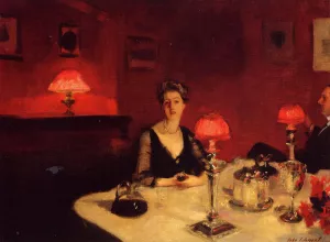 A Dinner Table at Night by John Singer Sargent Oil Painting