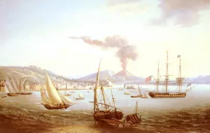 An English Frigate in the Bay of Naples by John Thomas Serres Oil Painting