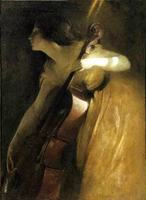 A Ray of Sunlight also known as The Cellist by John White Alexander Oil Painting