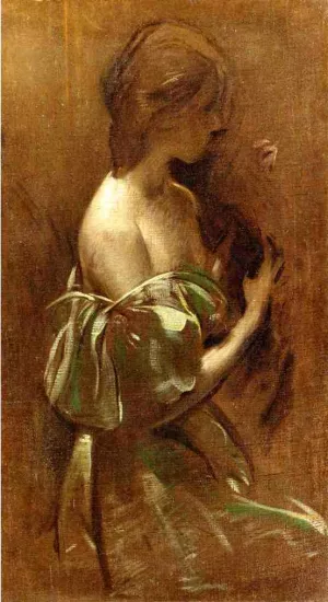 Portrait of a Woman in an Off-the-Shoulder Gown by John White Alexander Oil Painting