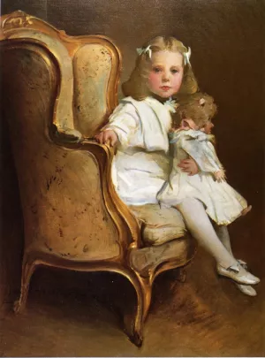 Portrait of a Young Girl with Her Doll by John White Alexander Oil Painting