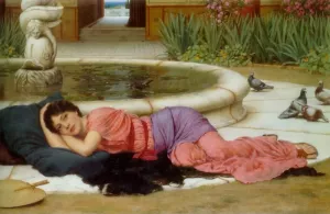 A Cool Retreat by John William Godward Oil Painting