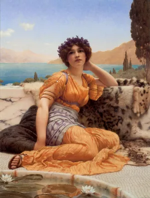 With Violets Wreathed and Robe of Saffron Hue' by John William Godward Oil Painting