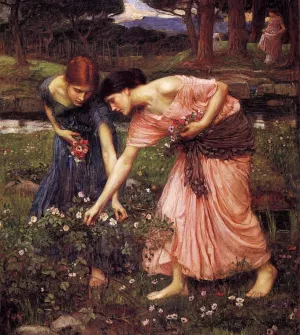 Gather Ye Rosebuds While Ye May by John William Waterhouse Oil Painting
