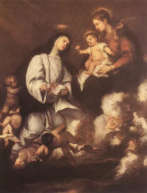 St Rose of Lima before the Madonna by Jose Antolinez Oil Painting