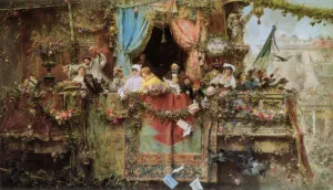 A Carnival In Rome by Jose Benlliure y Gil Oil Painting