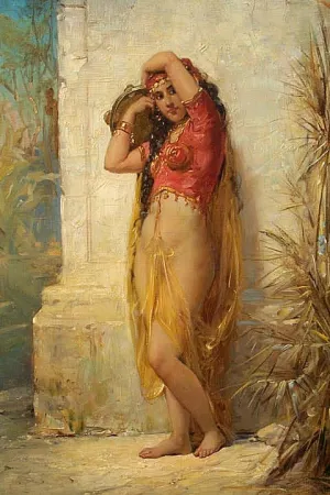 Harem Girl with Tambourine by Joseph Bernard Oil Painting